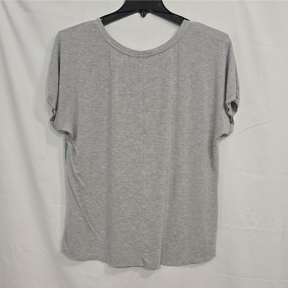 Democracy Womens XL Gray Tropical Palm Graphic Knit Dolman Short Sleeve T-Shirt - Picture 6 of 10